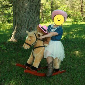 Denim, Tulle, and Lace Dress with Brown rope belt, Size 130 (US Size 5)